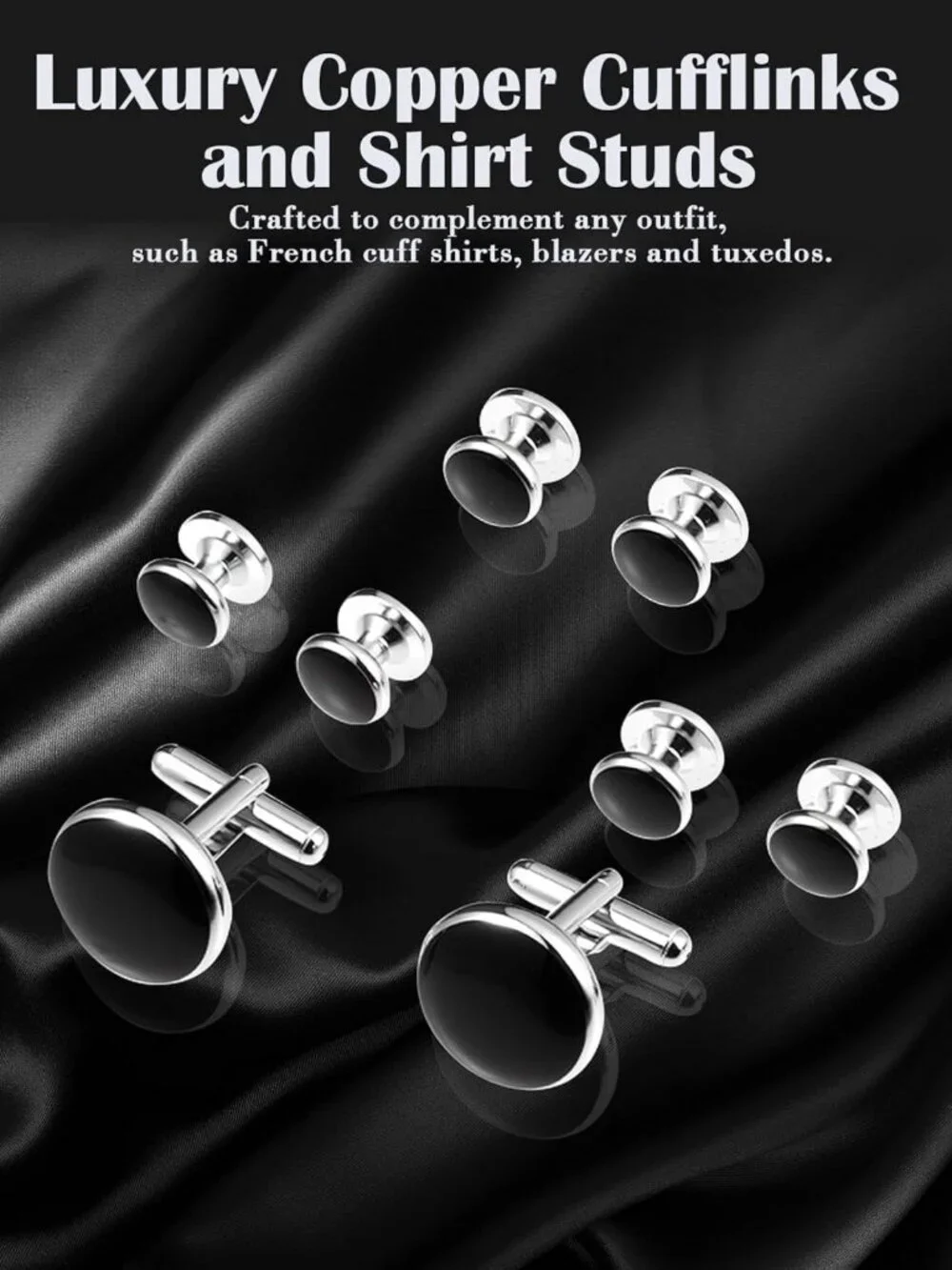 Classic Men's Tuxedo Cufflinks and Studs Set - Elegant Formal Accessories